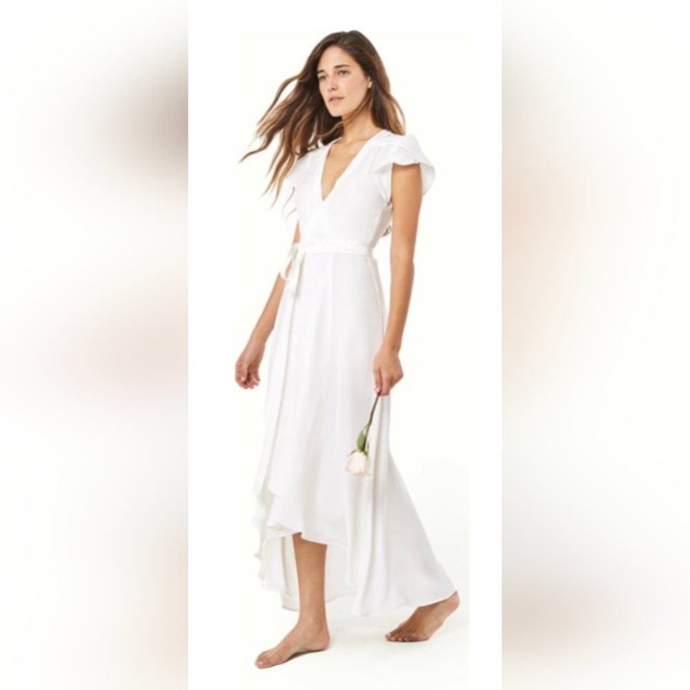 Christy Dawn - AUTUMN Ivory Silk Wrap Dress - Size S